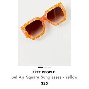 Free People Bel Air Square Sunglasses Yellow Tortoise Oversized